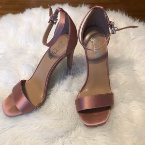 Nude Satin Ankle Strap High Heels Size 5.5